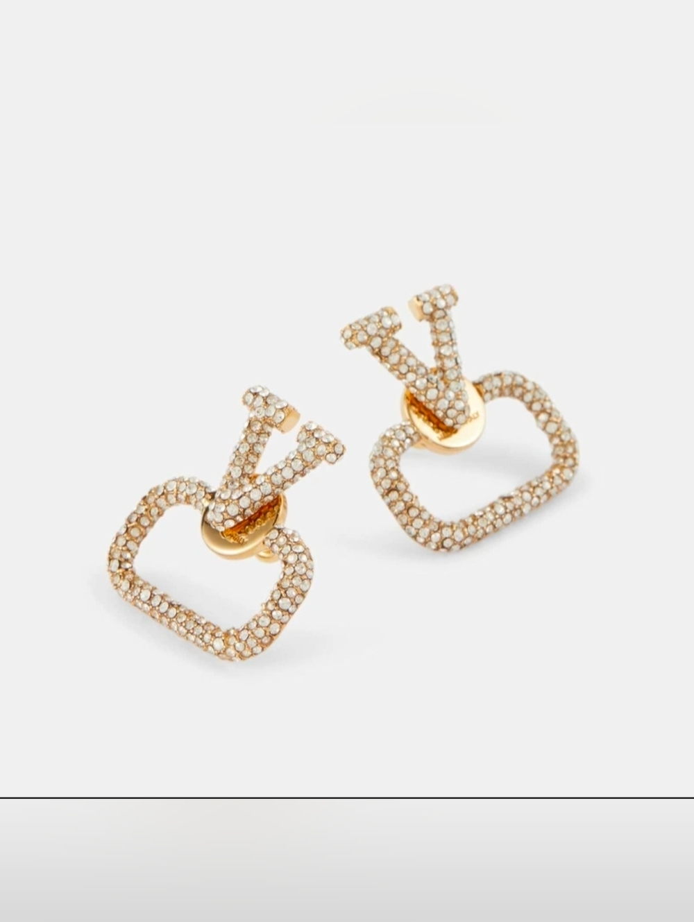 Gold Crystal V-Motif Drop Earrings